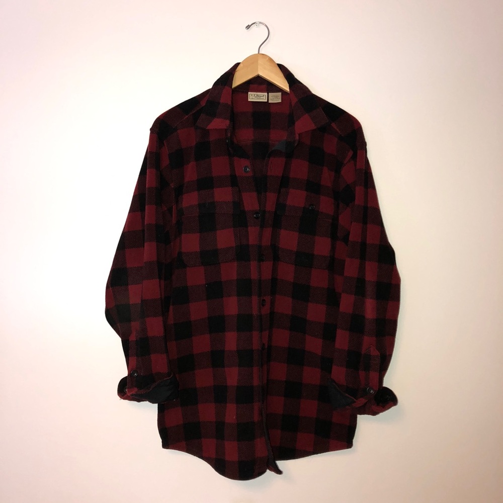 L.L. Bean Fleece Buffalo Plaid Shirt